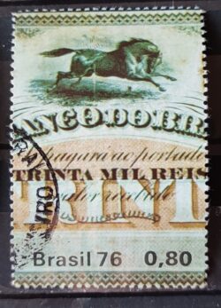 C 963 Selo Banco do Brasil Economia 1976 Circulado 4