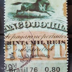 C 963 Selo Banco do Brasil Economia 1976 Circulado 5