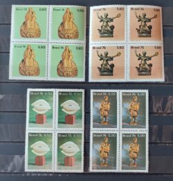 C 964 Selo Evolucao da Escultura N S Mont Serrat Caravela 1976 Serie Completa Quadra