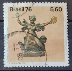 C 966 Selo Evolucao da Escultura Danca 1976 Circulado 1