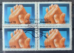 C 968 Selo Dia de Acao de Gracas Mao 1976 Quadra CBC Brasilia