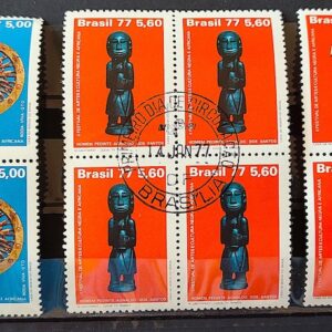 C 972 Selo Arte e Cultura Negra Africana Roda Viva 1977 Serie Completa Quadra CPD BSB