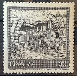 C 991 Selo Centenario Ferrovia Sao Paulo Rio de Janeiro Trem 1977