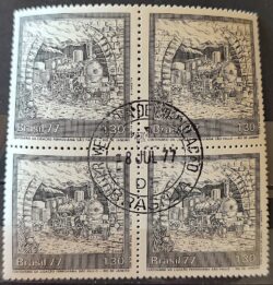 C 991 Selo Centenario Ferrovia Sao Paulo Rio de Janeiro Trem 1977 Quadra CPD