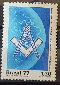 C 996 Selo Cinquentenario Grandes Lojas Maconaria 1977