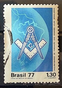 C 996 Selo Cinquentenario Grandes Lojas Maconaria 1977 Circulado 2