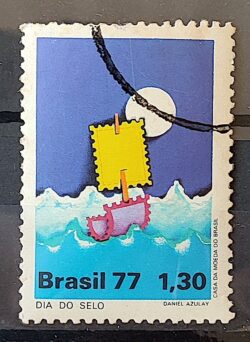 C 997 Selo Dia do Selo Servicos Postais Navio 1977 Circulado 1