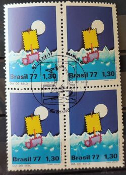 C 997 Selo Dia do Selo Servicos Postais Navio 1977 Quadra CBC BSB