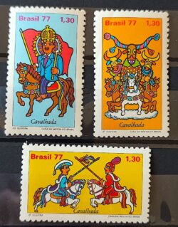 C 999 Selo Folclore Brasileiro Cavalhada Cavalo 1977 Serie Completa CMC