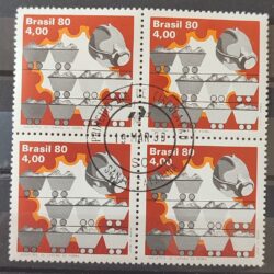 C 1135 Selo Industria de Carvao de Pedra Trem Vagao Energia 1980 Quadra CPD SC