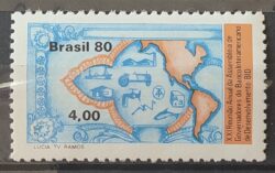 C 1136 Selo Assembleia Banco Interamericano de Desenvolvimento Economia Peixe Trator 1980