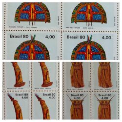 C 1137 Selo Arte Indigena Indio Mascara 1980 Serie Completa Quadra