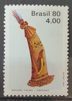 C 1137 Selo Arte Indigena Indio Mascara Tukuna 1980