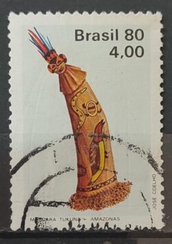 C 1137 Selo Arte Indigena Indio Mascara Tukuna 1980 Circulado 1