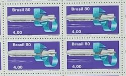 C 1145 Selo Cinquentenario Graf Zeppelin Aviacao Balao 1980 Quadra