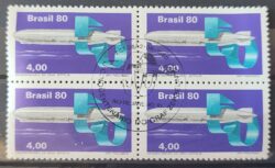 C 1145 Selo Cinquentenario Graf Zeppelin Aviacao Balao 1980 Quadra CBC RJ
