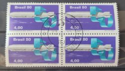 C 1145 Selo Cinquentenario Graf Zeppelin Aviacao Balao 1980 Quadra CPD RJ