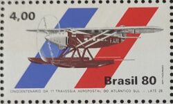 C 1146 Selo Cinquentenario Travessia Aeropostal Aviao Servico Postal 1980 MH