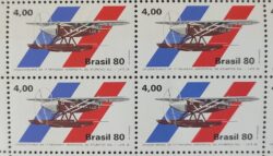 C 1146 Selo Cinquentenario Travessia Aeropostal Aviao Servico Postal 1980 Quadra