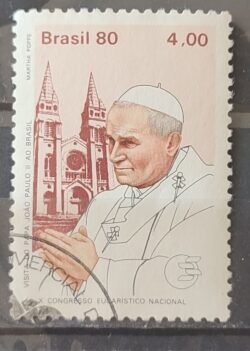C 1148 Selo Papa Joao Paulo II Religiao Igreja 1980 Circulado 1