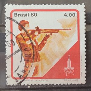 C 1153 Selo Olimpiadas de Moscou URSS Tiro ao Alvo 1980 Circulado 1