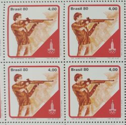 C 1153 Selo Olimpiadas de Moscou URSS Tiro ao Alvo Ciclismo Canoagem 1980 Serie Completa Quadra