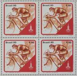 C 1154 Selo Olimpiadas de Moscou URSS Ciclismo Bicicleta 1980 Quadra