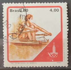 C 1155 Selo Olimpiadas de Moscou URSS Remo 1980 Circulado 1