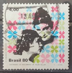 C 1157 Selo Centenario Helen Keller Congresso Cego Saude 1980 Circulado 2