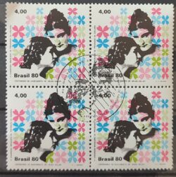 C 1157 Selo Centenario Helen Keller Congresso Cego Saude 1980 Quadra CBC RJ