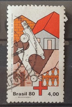 C 1159 Selo Campanha Contra o Mal de Chagas Saude 1980 Circulado 2