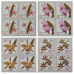 C 1162 Selo Orquidea ESPAMER Flora Flor 1980 Quadra Serie Completa