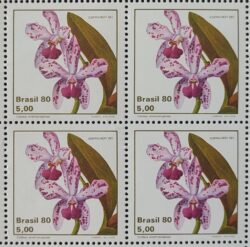C 1162 Selo Orquidea ESPAMER Flora Flor 1980 Quadra Serie Completa