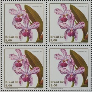 C 1162 Selo Orquidea ESPAMER Flora Flor 1980 Serie Completa Quadra