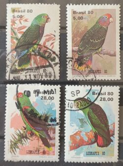 C 1166 Selo Fauna Psitacideos Papagaio Ave Passaro 1980 Serie Completa Circulado 2