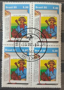 C 1170 Selo Dia do Livro Erico Verissimo Capitao Rodrigo Literatura 1980 Quadra CPD RS Santa Maria