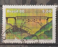 C 1173 Selo Centenario Clube de Engenharia Ponte Transporte 1980 Circulado 2