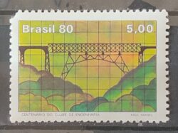C 1173 Selo Centenario Clube de Engenharia Ponte Transporte 1980 Obs Picote