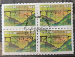 C 1173 Selo Centenario Clube de Engenharia Ponte Transporte 1980 Quadra CBC RJ