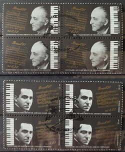 C 2047 Selo Compositores Brasileiros Piano Musica 1997 Serie Completa Quadra CBC SP
