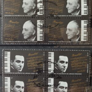 C 2047 Selo Compositores Brasileiros Piano Musica 1997 Serie Completa Quadra CBC SP