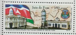 C 2284 Selo 150 Anos Juiz de Fora Mapa Bandeira 2000