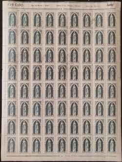 C 252 Selo Centenario Filhas de Caridade Sao Vicente de Paulo Religiao 1950 Folha