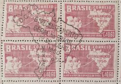 C 254 Selo Recenseamento Geral do Brasil Geografia Mapa 1950 Quadra CBC RJ