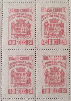 C 258 Selo Centenario de Juiz de Fora Brasao 1950 Quadra