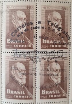 C 275 Selo Centenario do Maestro Henrique Oswald Musica 1952 Quadra CBC RJ