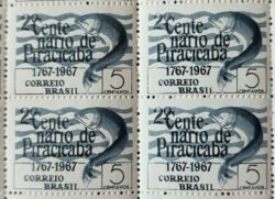 C 575 Selo Centenario de Piracicaba Peixe 1967 Quadra