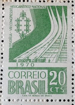C 676 Selo Congresso Eucaristico Nacional Brasilia Catedral Igreja Religiao 1970 1