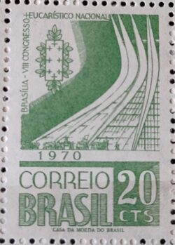 C 676 Selo Congresso Eucaristico Nacional Brasilia Catedral Igreja Religiao 1970