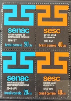 C 715 Selo 25 Anos do Senac Sesc Educacao Comercio 1971 Quadra